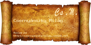 Csernyánszky Milán névjegykártya